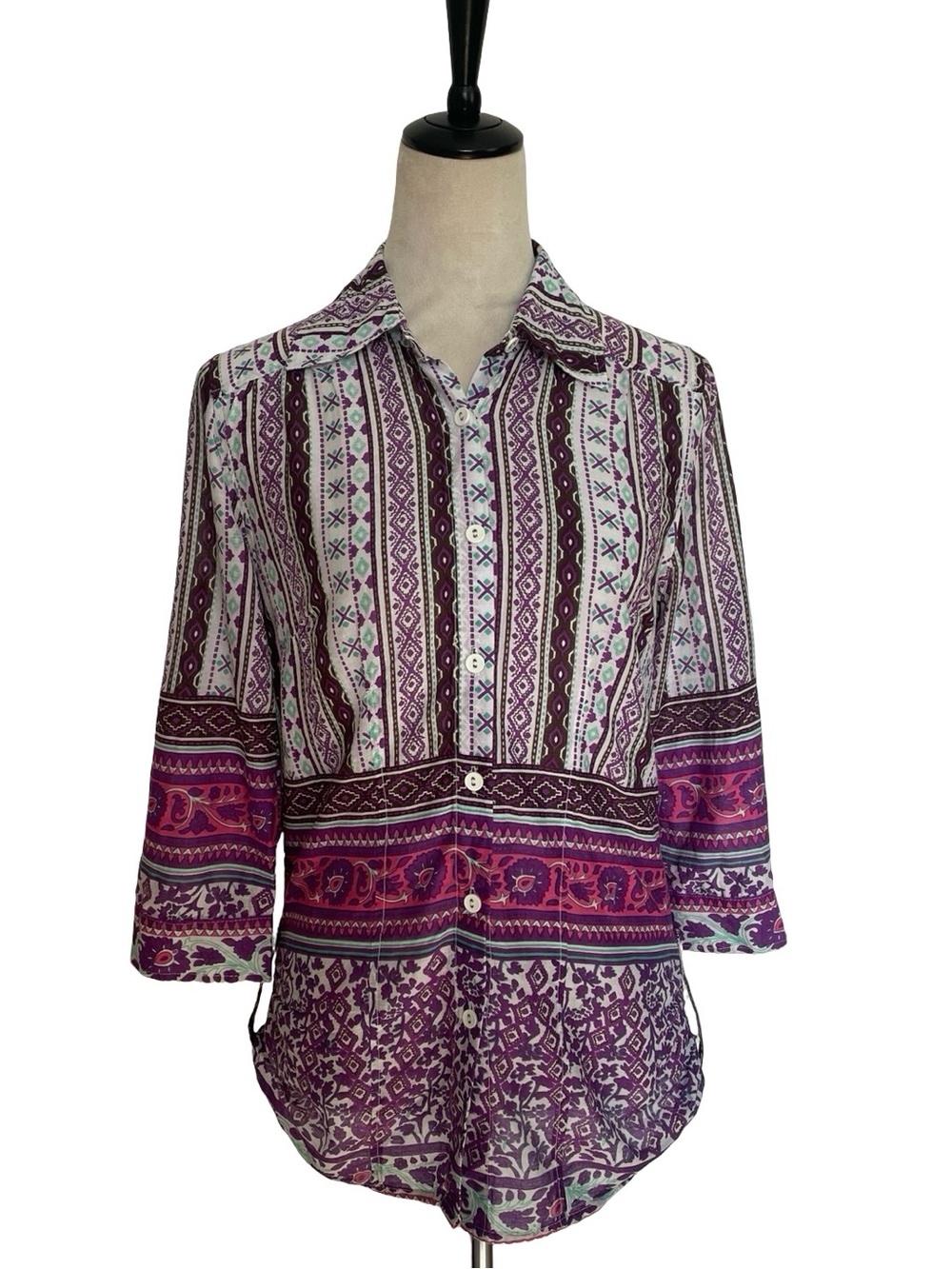 RAGA Purple Multi-Pattern Button Down Shirt